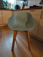 Leuke stoel houte poten plastieken zit kleur turquoise, Ophalen, Gebruikt, Overige kleuren, Eén