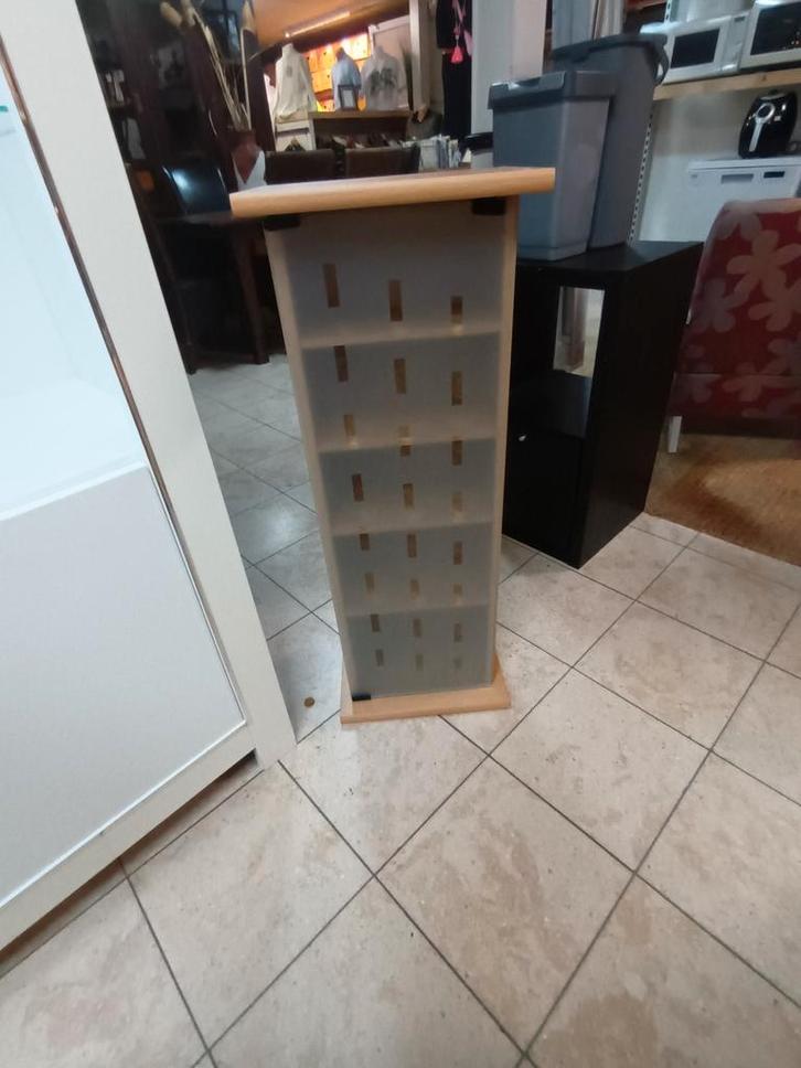 Mooie CD-Rek met Glazen Deurtje., Huis en Inrichting, Woonaccessoires | Cd- en Dvd-rekken, Gebruikt, Cd's, Hout, Ophalen