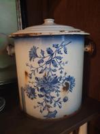 Oude luieremmer met blauwe bloemen, Antiek en Kunst, Antiek | Emaille, Ophalen of Verzenden