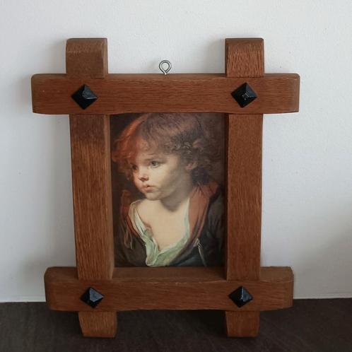Schilderijtje met prent Jongensafbeelding, Verzamelen, Retro, Huis en Inrichting, Ophalen of Verzenden