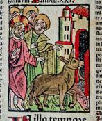 Intocht Jezus Jeruzalem 1495 handgekleurde houtsnede, Antiek en Kunst, Antiek | Boeken en Bijbels, Verzenden