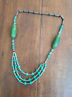 Art deco ketting, kralen, kralenketting staafjes, Verzenden, Gebruikt, Groen, Overige materialen