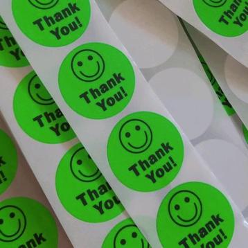 Sluitstickers thank you stickers smileys neon bedankt etiket beschikbaar voor biedingen
