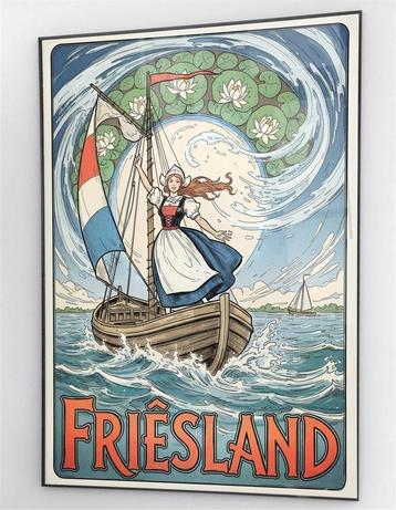 FRIESLAND Alphonse Mucha Stijl Reis Poster affiche beschikbaar voor biedingen