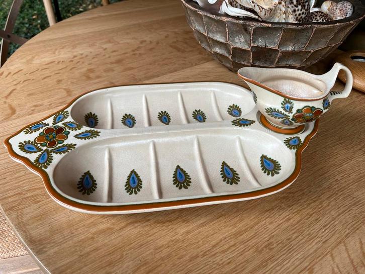 Gouda holland decor Fantasie plateel asperge schaal met kom, Antiek en Kunst, Antiek | Keramiek en Aardewerk, Ophalen of Verzenden
