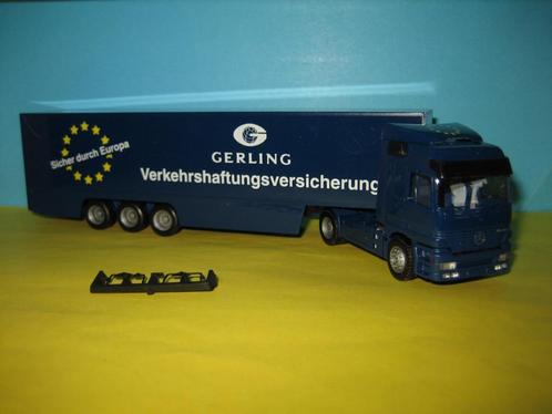 Gerling  MERCEDES met oplegger  Herpa  D-blauw, Hobby en Vrije tijd, Modelauto's | 1:87, Nieuw, Bus of Vrachtwagen, Herpa, Ophalen of Verzenden