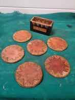 onderzetters hout in houder vintage, Ophalen of Verzenden, 'T Olde Gre-j, Info@toldegrej.nl, Endepoelstraat 20f Didam