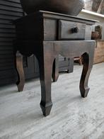 Oud houten bijzettafeltje 'brons', Ophalen, Minder dan 45 cm, Minder dan 55 cm, Gebruikt