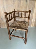 Bobbin bolletjes stoel laag hout riet, Antiek en Kunst, Ophalen