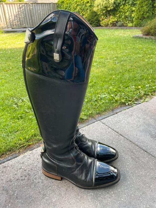 De Niro zwarte rijlaarzen met lak en zilveren accenten, Dieren en Toebehoren, Paardrijkleding, Zo goed als nieuw, Dames, Schoeisel