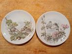 Twee prachtige antieke borden wandborden met jonge vogeltjes, Verzenden