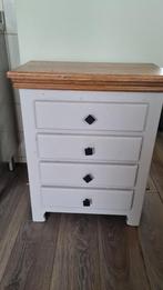 Vintage grenen bijzetkastje met eiken blad, Ophalen, Gebruikt, Vintage, 50 tot 100 cm