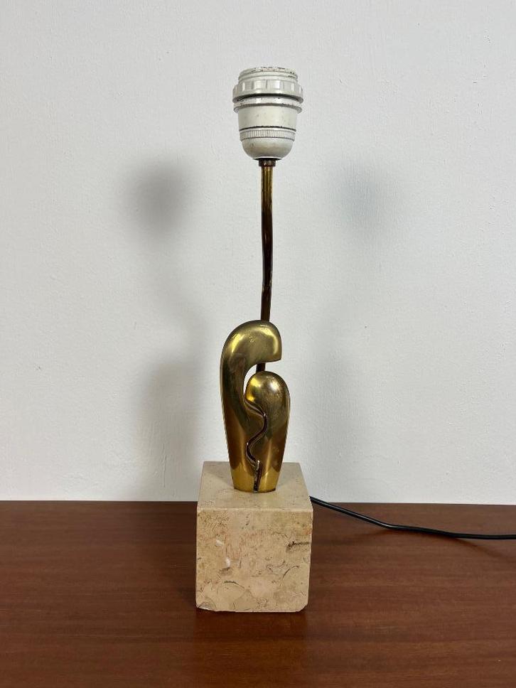 Gesigneerde Philippe Jean bronzen tafellamp, Frankrijk 1970, Huis en Inrichting, Lampen | Tafellampen, Gebruikt, Minder dan 50 cm