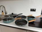 Greenpan Pannenset + Wokpan + deksels, Huis en Inrichting, Keuken | Potten en Pannen, Ophalen, Overige materialen, Gebruikt, Inductieplaat