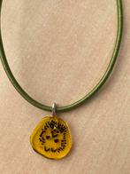 Glashanger egel met stoffen ketting, Sieraden, Tassen en Uiterlijk, Ophalen of Verzenden, Nieuw, Geel, Overige materialen