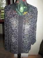 F1378 DEPT mt L nieuw blouse blouson zwart grijs chiffon, Verzenden, Zwart, Maat 42/44 (L), Nieuw