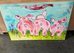 Canvas schilderij met varkens 115x75cm, Huis en Inrichting, Woonaccessoires | Schilderijen, Tekeningen en Foto's, Ophalen, Gebruikt