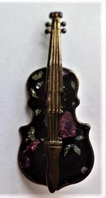 Viool, leuke vintage emaille broche beschikbaar voor biedingen