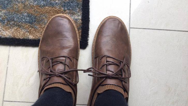 Halfhoge leren schoenen maat 40, Kleding | Heren, Schoenen, Nieuw, Boots, Bruin, Ophalen of Verzenden