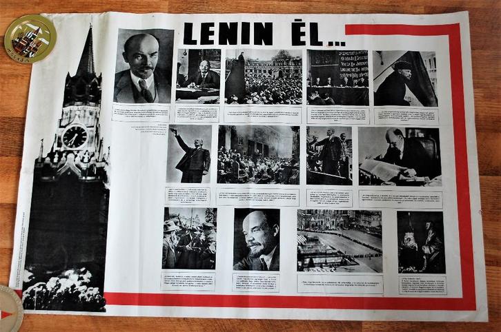 Poster " Lenin Leeft " Communistische Arbeiders Partij 1969, Antiek en Kunst, Curiosa en Brocante, Ophalen of Verzenden