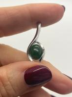 B689 Prachtige zilveren hanger groene jade, Sieraden, Tassen en Uiterlijk, Antieke sieraden, Ophalen of Verzenden, Zilver, Hanger