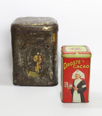 2 oude blikken - Droste + Japanse thee beschikbaar voor biedingen