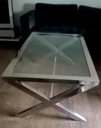 Salontafel chrome met glas, Huis en Inrichting, Tafels | Salontafels, Ophalen, 100 tot 150 cm, 50 tot 100 cm, Minder dan 50 cm