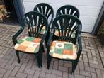 4 stuks Tuinstoelen / Kuipstoelen met kussen, Ophalen, Gebruikt, Plastic, Stapelbaar