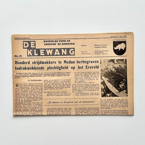 De Klewang | krant nummer 23 uit 1949, Verzamelen, Militaria | Algemeen, Landmacht, Boek of Tijdschrift, Nederland, Ophalen of Verzenden