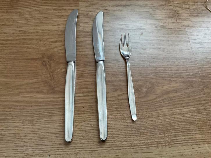 2 verzilverde messen van Kempen en Begeer + vorkje Keltum, Antiek en Kunst, Antiek | Bestek, Ophalen of Verzenden