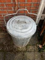 Vintage Zinken Prullenbak, Ophalen, Gebruikt, 50 tot 75 cm, 20 tot 30 liter