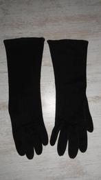 Lange zwarte leren handschoenen maat 7,5, Kleding | Dames, Verzenden, Zo goed als nieuw, Maat 42/44 (L), Handschoenen