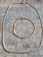 Goudkleurige ketting met bijpassende armband, Sieraden, Tassen en Uiterlijk, Ophalen of Verzenden, Zo goed als nieuw, Goud, Overige materialen
