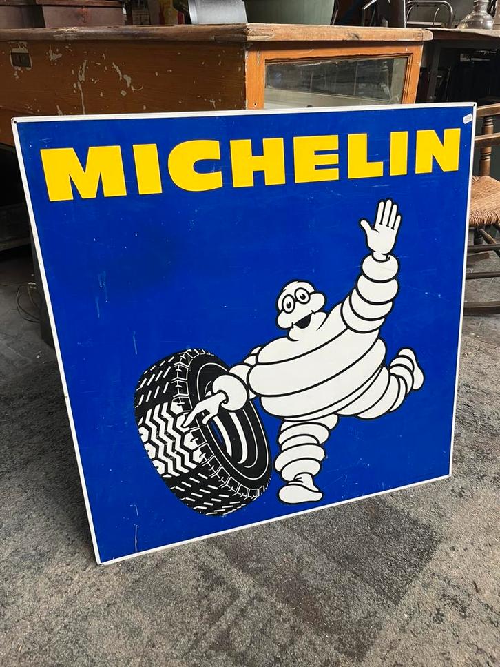 Dubbelzijdig Michelin reclamebord, Verzamelen, Merken en Reclamevoorwerpen, Zo goed als nieuw, Reclamebord, Ophalen