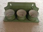 Vintage Emaille Zeep Zand Soda  met 3 Potjes, Ophalen of Verzenden