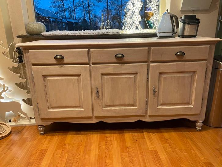 Grenen dressoir whitewash, Huis en Inrichting, Kasten | Dressoirs, Gebruikt, 150 tot 200 cm, 50 tot 75 cm, Met lade(s), Met deur(en)