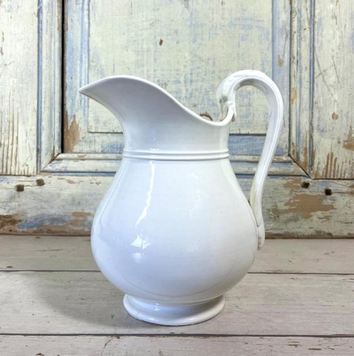 Digoin Sarreguemines witte schenkkan waterkan 1920-1950, Antiek en Kunst, Antiek | Servies los, Ophalen of Verzenden