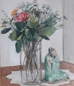 STILLEVEN VAAS MET BLOEMEN EN 2 ROZEN🌹MOOI BEELDJE>REALISME, Ophalen of Verzenden