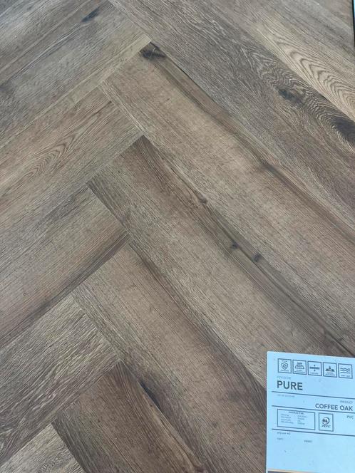 Visgraat pvc click coffee oak zie omschrijving, Huis en Inrichting, Stoffering | Vloerbedekking, Nieuw, Laminaat, 75 m² of meer