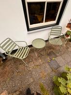 Tuinstoelen met tafeltje, metaal, groen, Tuin en Terras, Ophalen, Gebruikt, Metaal, Stapelbaar
