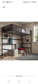 IKEA metalen hoogslaper (donkergrijs), Huis en Inrichting, Slaapkamer | Stapelbedden en Hoogslapers, Ophalen, Eenpersoons, Zo goed als nieuw
