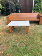Houten tuinbank en tafel met zwenkwielen TEAB, Tuin en Terras, Ophalen, Gebruikt, Hout