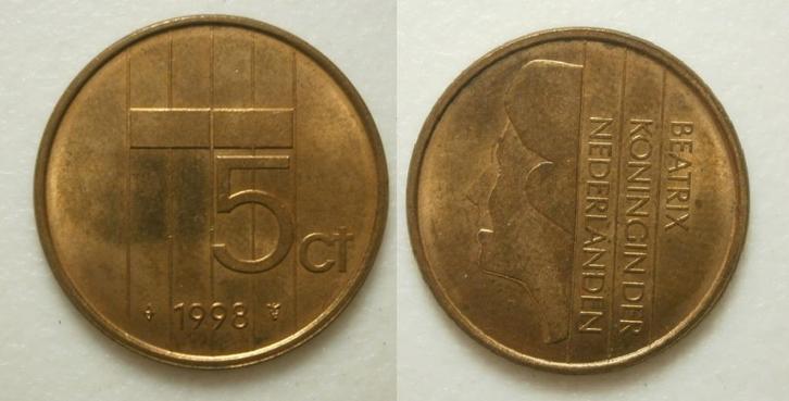 PD02610 Beatrix 5 cent 1998, Postzegels en Munten, Munten | Nederland, Losse munt, 5 cent, Koningin Beatrix, Ophalen of Verzenden