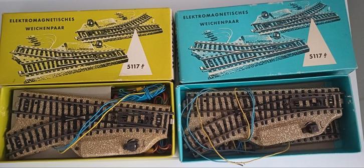 Marklin H0 5117 Set M-Rails Elektrische Wissels in doos!, Hobby en Vrije tijd, Modeltreinen | H0, Zo goed als nieuw, Rails, Wisselstroom