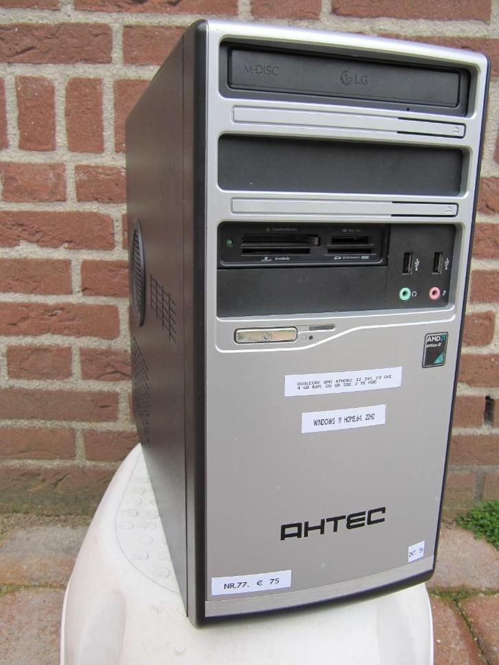(77)DualCore Amd Athlon2.X2. 245. 2,9 Ghz 4GB,128Gb SSD,2 Tb, Computers en Software, Computerbehuizingen, Zo goed als nieuw, Ophalen of Verzenden