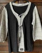 Geruite blouse, bloes met zwart hesje eraan; 42; Yessica, Ophalen of Verzenden, Zo goed als nieuw, Maat 42/44 (L), Beige