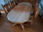 Eiken eettafel met stoelen, Ophalen, Gebruikt, 4 tot 6 stoelen