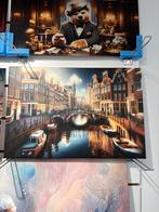 Canva Schilderij Amsterdam - Grachten, Antiek en Kunst, Ophalen of Verzenden