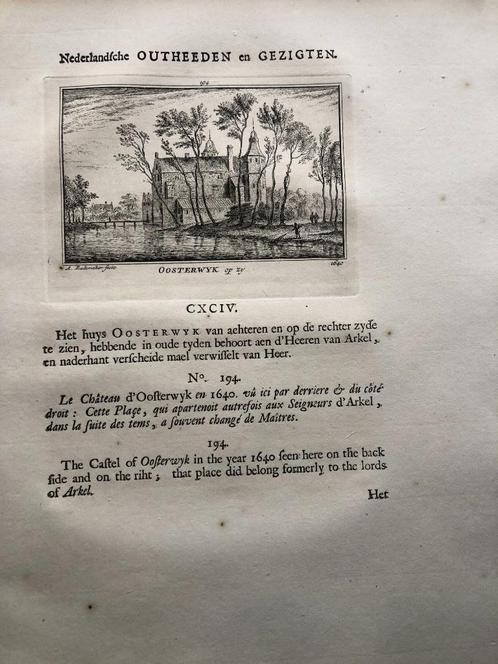194 / Oosterwijk het Huis Kopergravure 1732, Antiek en Kunst, Kunst | Etsen en Gravures