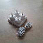 4 oplaadbare led theelichten, Overige materialen, Wit, Ophalen of Verzenden, Zo goed als nieuw